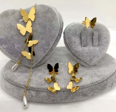 Stainless steel jewelry necklace earring ring set wholesale