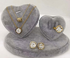 Stainless steel jewelry necklace earring ring set wholesale