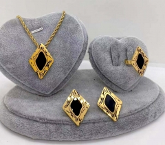 Stainless steel jewelry necklace earring ring set wholesale