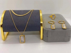 Stainless steel jewelry necklace earring ring set wholesale