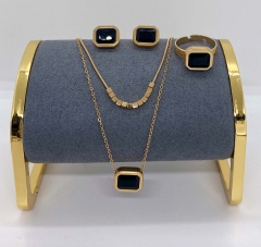 Stainless steel jewelry necklace earring ring set wholesale
