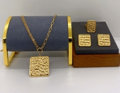 Stainless steel jewelry necklace earring ring set wholesale