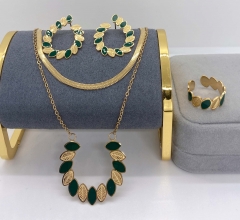 Stainless steel jewelry necklace earring ring set wholesale