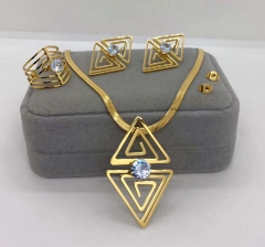 Stainless steel jewelry necklace earring ring set wholesale