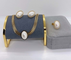 Stainless steel jewelry necklace earring ring set wholesale