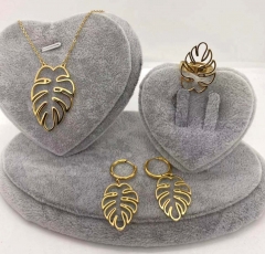 Stainless steel jewelry necklace earring ring set wholesale