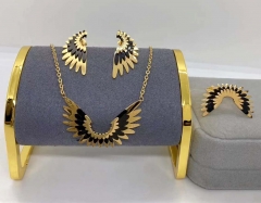 Stainless steel jewelry necklace earring ring set wholesale