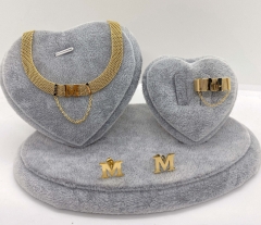 Stainless steel jewelry necklace earring ring set wholesale