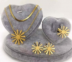 Stainless steel jewelry necklace earring ring set wholesale