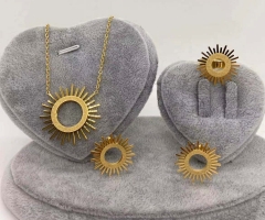 Stainless steel jewelry necklace earring ring set wholesale