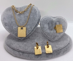 Stainless steel jewelry necklace earring ring set wholesale