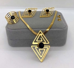Stainless steel jewelry necklace earring ring set wholesale