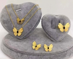 Stainless steel jewelry necklace earring ring set wholesale