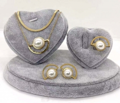 Stainless steel jewelry necklace earring ring set wholesale