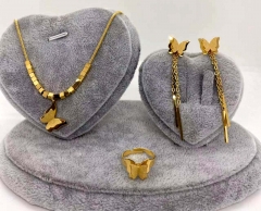 Stainless steel jewelry necklace earring ring set wholesale