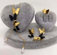 Stainless steel jewelry necklace earring ring set wholesale