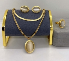 Stainless steel jewelry necklace earring ring set wholesale