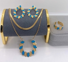 Stainless steel jewelry necklace earring ring set wholesale