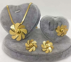 Stainless steel jewelry necklace earring ring set wholesale