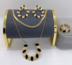 Stainless steel jewelry necklace earring ring set wholesale