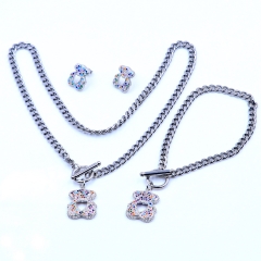 Stainless steel+Copper jewelry necklace earring bracelet set wholesale