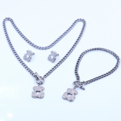 Stainless steel+Copper jewelry necklace earring bracelet set wholesale