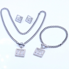 Stainless steel+Copper jewelry necklace earring bracelet set wholesale