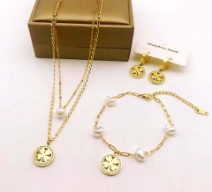 Stainless steel jewelry necklace earring bracelet set wholesale
