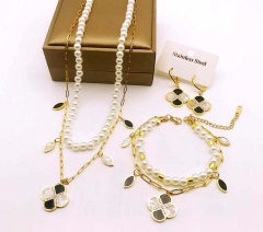 Stainless steel jewelry necklace earring bracelet set wholesale