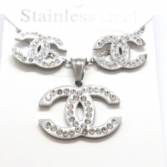 Stainless steel jewelry necklace earring set wholesale
