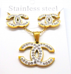 Stainless steel jewelry necklace earring set wholesale