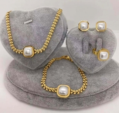 Stainless steel jewelry Necklace Earrings Ring bracelet set Wholesale