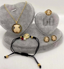 Stainless steel jewelry Necklace Earrings Ring bracelet set Wholesale