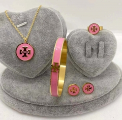 Stainless steel jewelry Necklace Earrings Ring bracelet set Wholesale