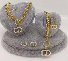 Stainless steel jewelry Necklace Earrings Ring bracelet set Wholesale