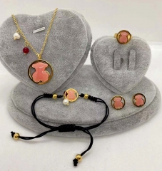 Stainless steel jewelry Necklace Earrings Ring bracelet set Wholesale