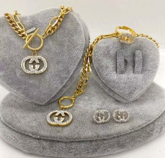 Stainless steel jewelry Necklace Earrings Ring bracelet set Wholesale