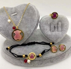 Stainless steel jewelry Necklace Earrings Ring bracelet set Wholesale