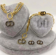 Stainless steel jewelry Necklace Earrings Ring bracelet set Wholesale
