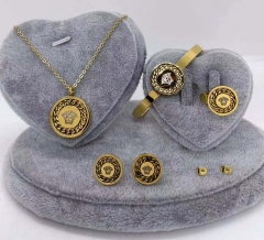Stainless steel jewelry Necklace Earrings Ring bracelet set Wholesale