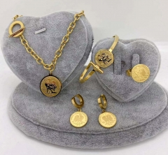 Stainless steel jewelry Necklace Earrings Ring bracelet set Wholesale
