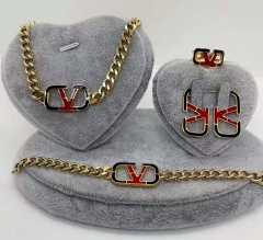 Stainless steel jewelry Necklace Earrings Ring bracelet set Wholesale