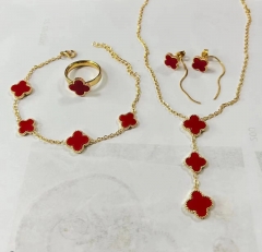 Stainless steel jewelry Necklace Earrings Ring bracelet set Wholesale