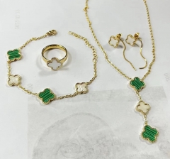 Stainless steel jewelry Necklace Earrings Ring bracelet set Wholesale