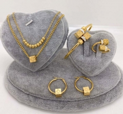 Stainless steel jewelry Necklace Earrings Ring bracelet set Wholesale