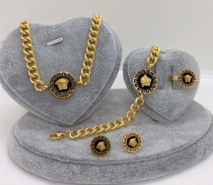 Stainless steel jewelry Necklace Earrings Ring bracelet set Wholesale