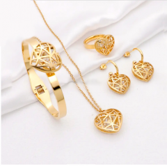 Stainless steel jewelry Necklace Earrings Ring bracelet set Wholesale