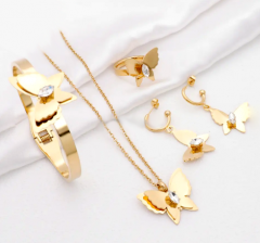 Stainless steel jewelry Necklace Earrings Ring bracelet set Wholesale