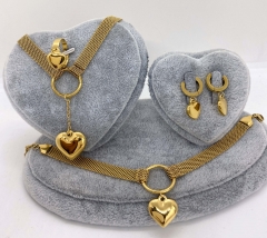 Stainless steel jewelry Necklace Earrings Ring bracelet set Wholesale