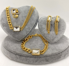 Stainless steel jewelry Necklace Earrings Ring bracelet set Wholesale